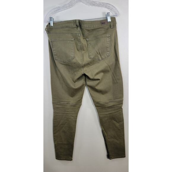 Paige Jeans Womens Size 32 Olive Green Jeans Zipper Accents Punk Grunge Skater - Picture 4 of 8